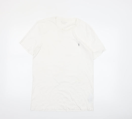 AllSaints Men's White Organic Cotton Crew Neck T-Shirt Size M