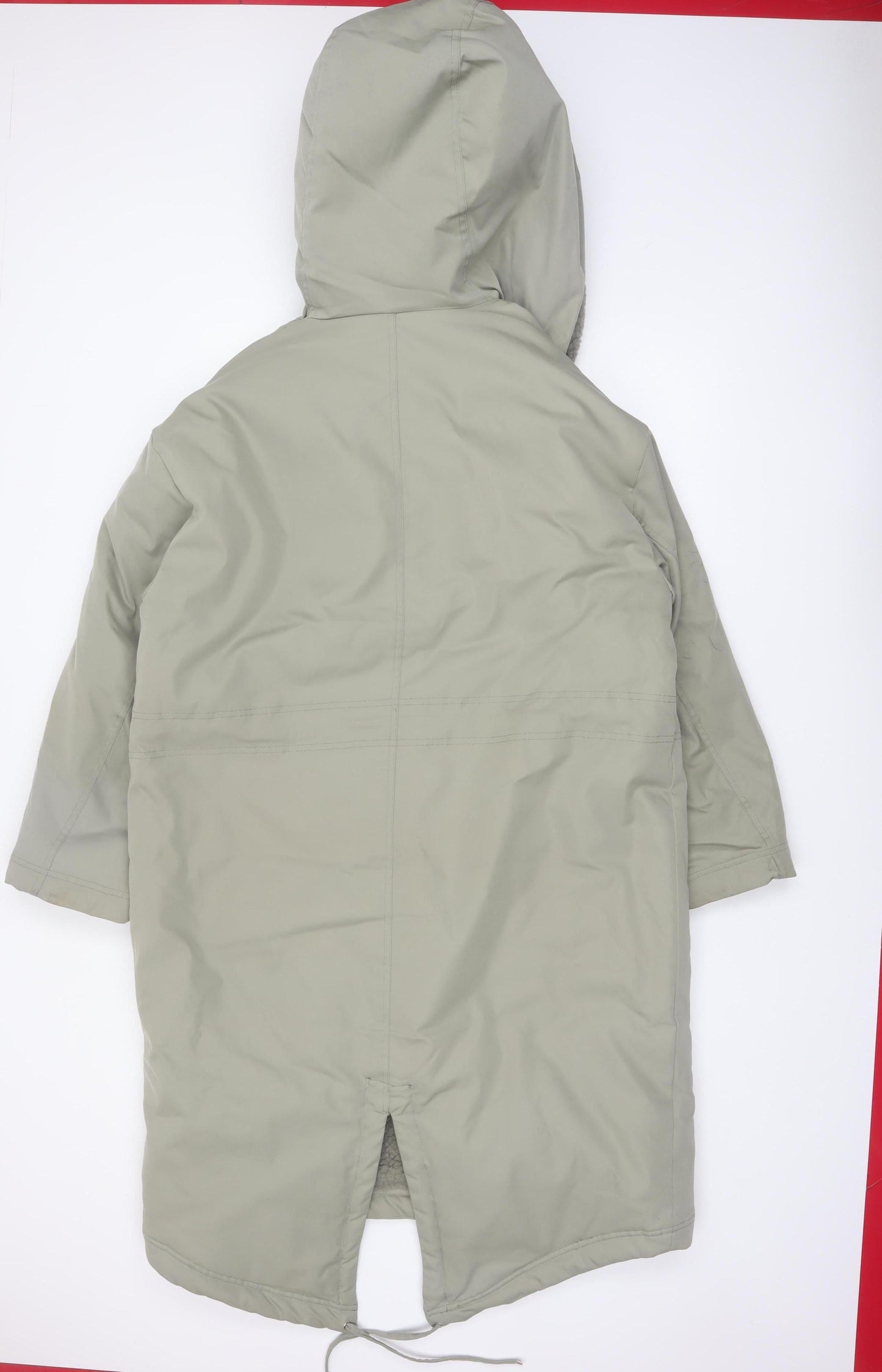 ASOS DESIGN Women’s Green Hooded Parka Coat Size 8 Long Lined