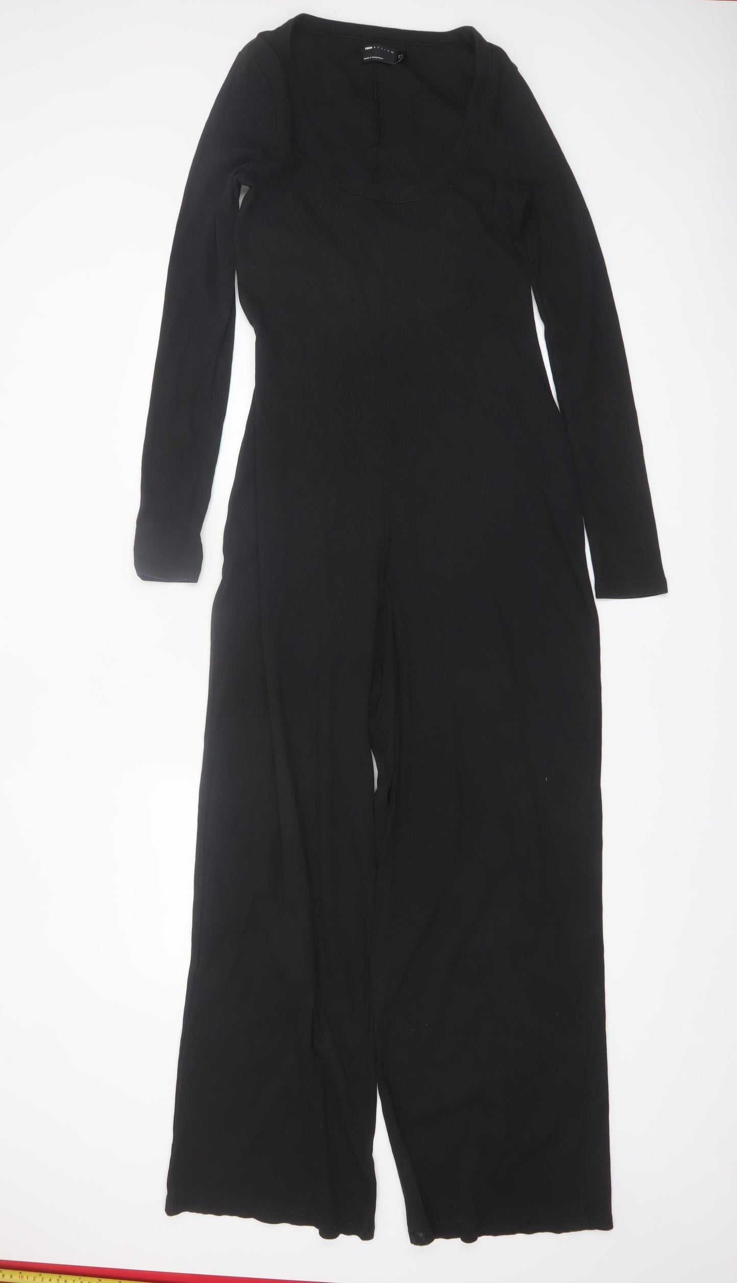 ASOS Design Women Black Long Sleeve Wide Leg Jumpsuit Size 14