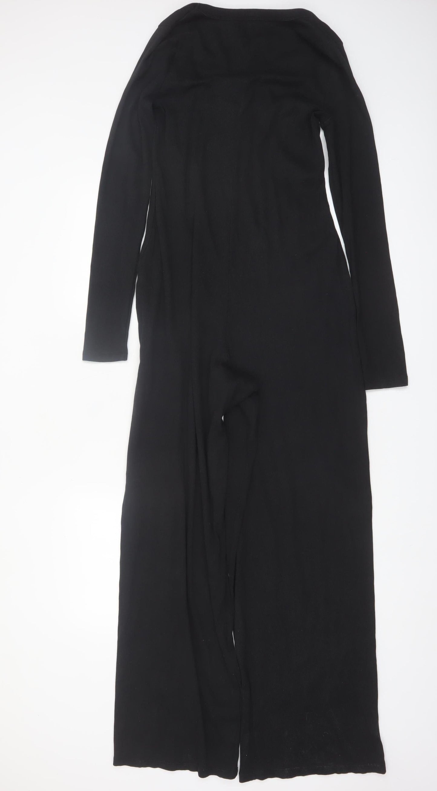 ASOS Design Women Black Long Sleeve Wide Leg Jumpsuit Size 14