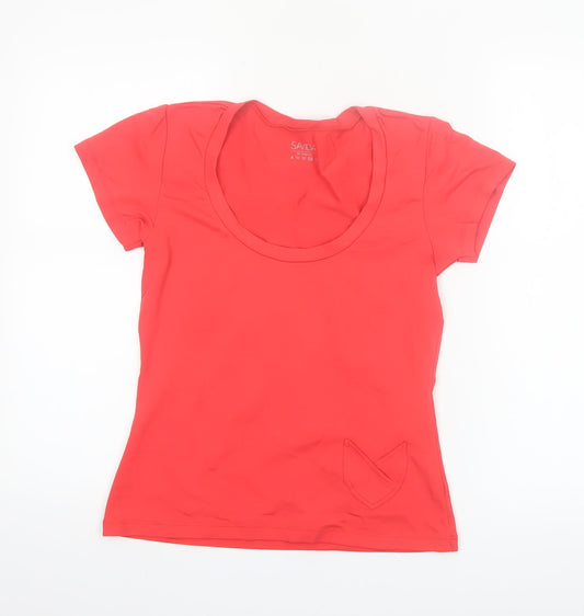 Savida Women's Red Slim Fit Short Sleeve Scoop Neck T-Shirt Size 14