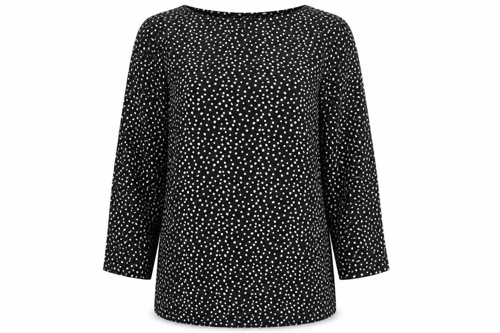Marks & Spencer Womens Black Polka Dot Cotton Tunic Blouse Size 12