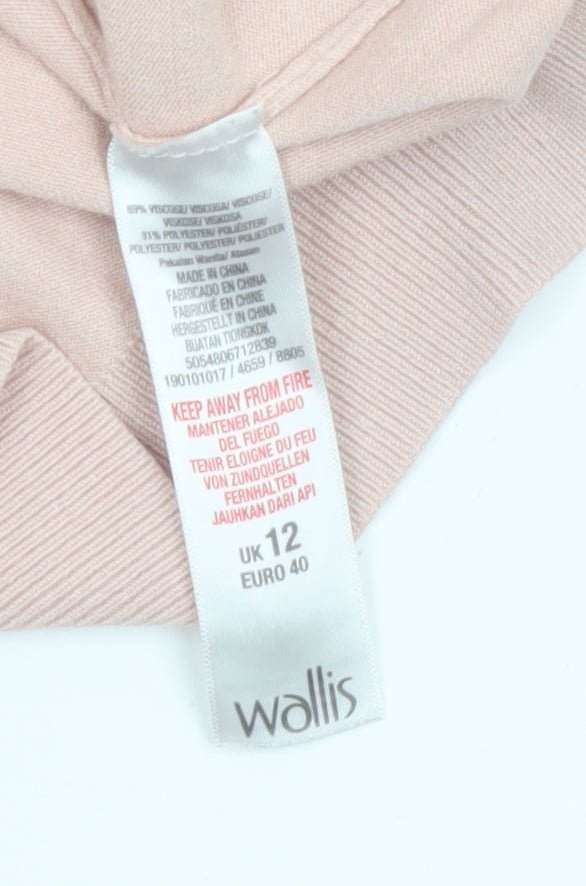 Wallis Women Pink Floral Embroidered Knit Pullover Jumper UK 12