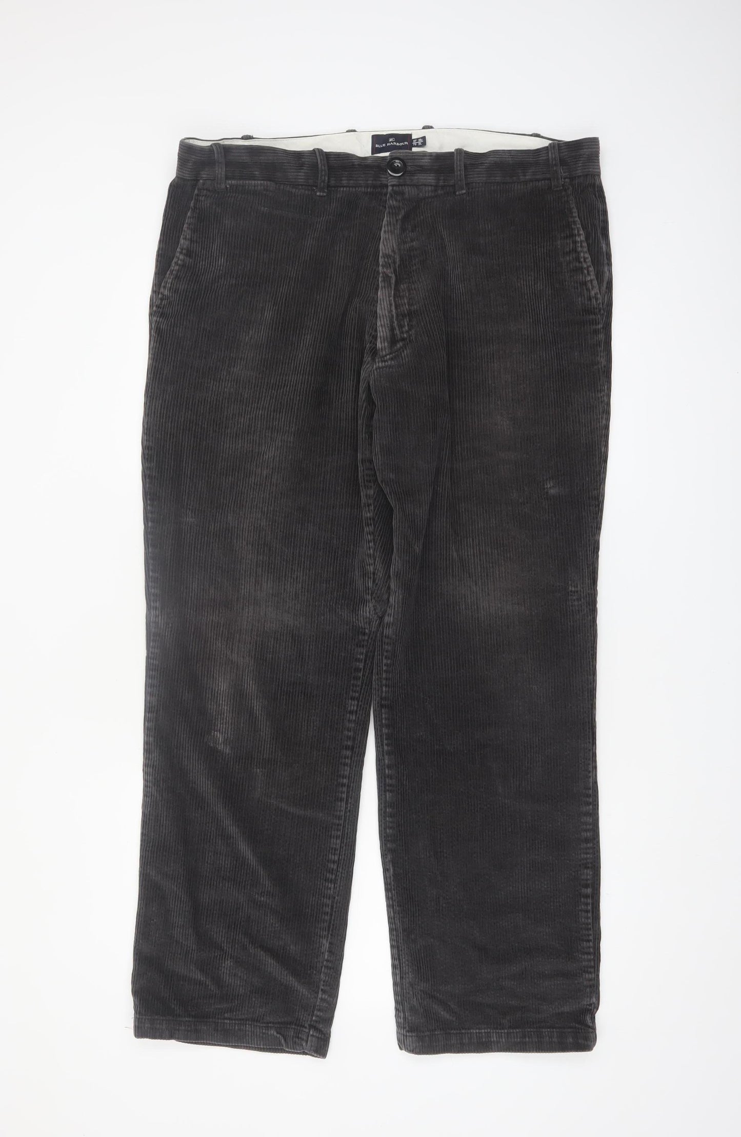 Marks and Spencer Blue Harbour Men's Grey Corduroy Trousers 38W 31L