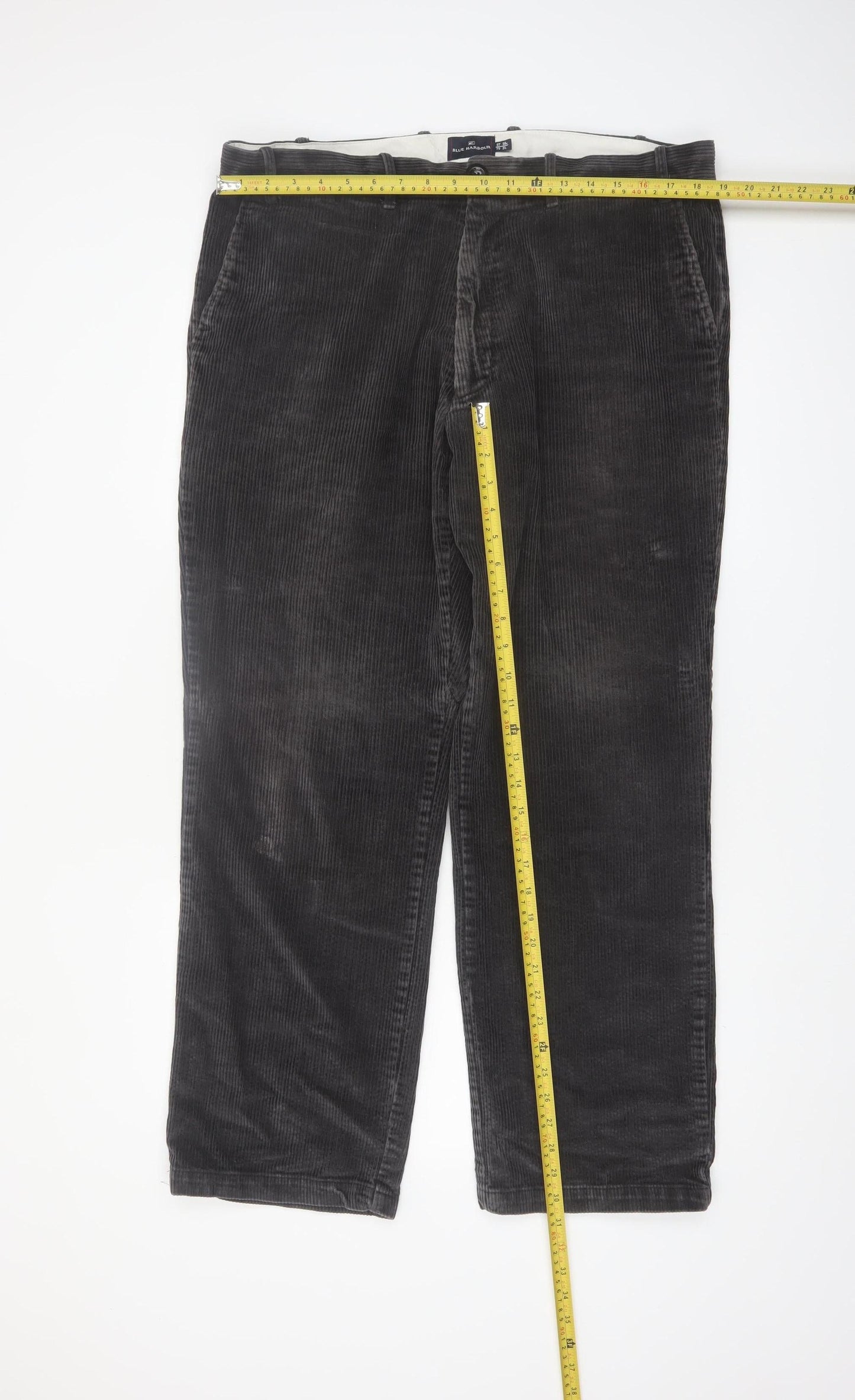 Marks and Spencer Blue Harbour Men's Grey Corduroy Trousers 38W 31L