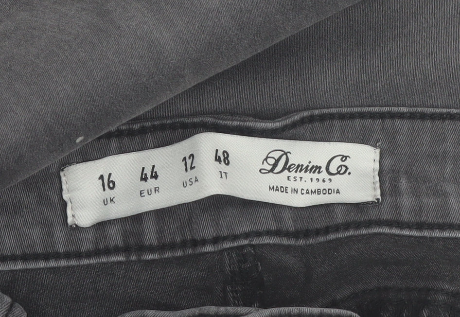 Denim Co Womens Grey Skinny Jeans Size 16 High Rise Stretch Denim