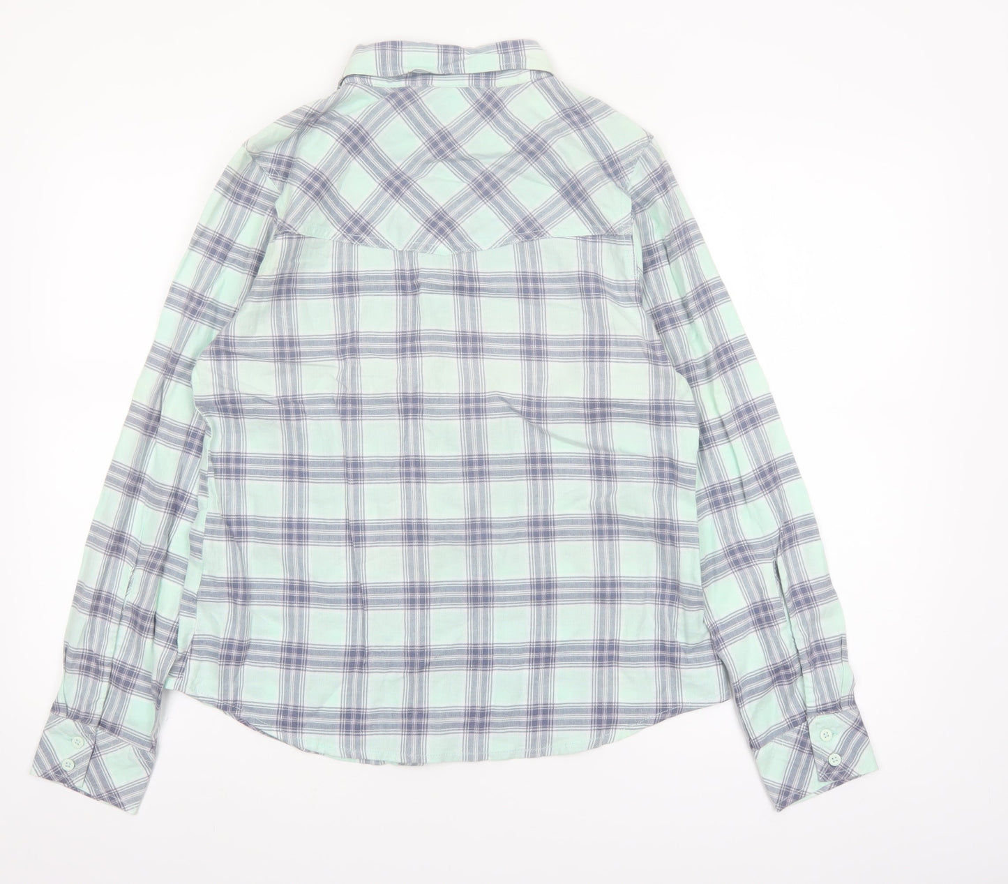 Animal Womens Blue Checked Cotton Button-Up Shirt Size 12