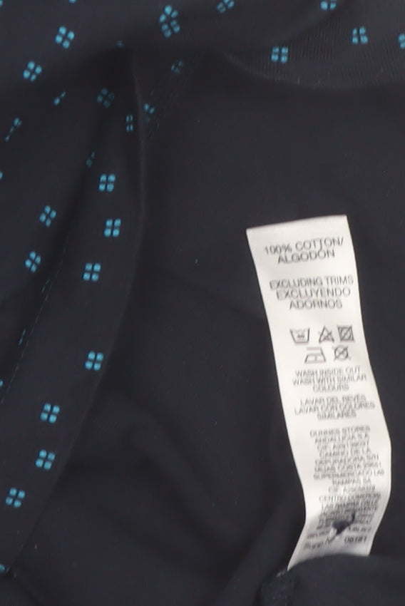 Dunnes Stores Men's Black Geometric Cotton Polo Shirt XL Regular Fit
