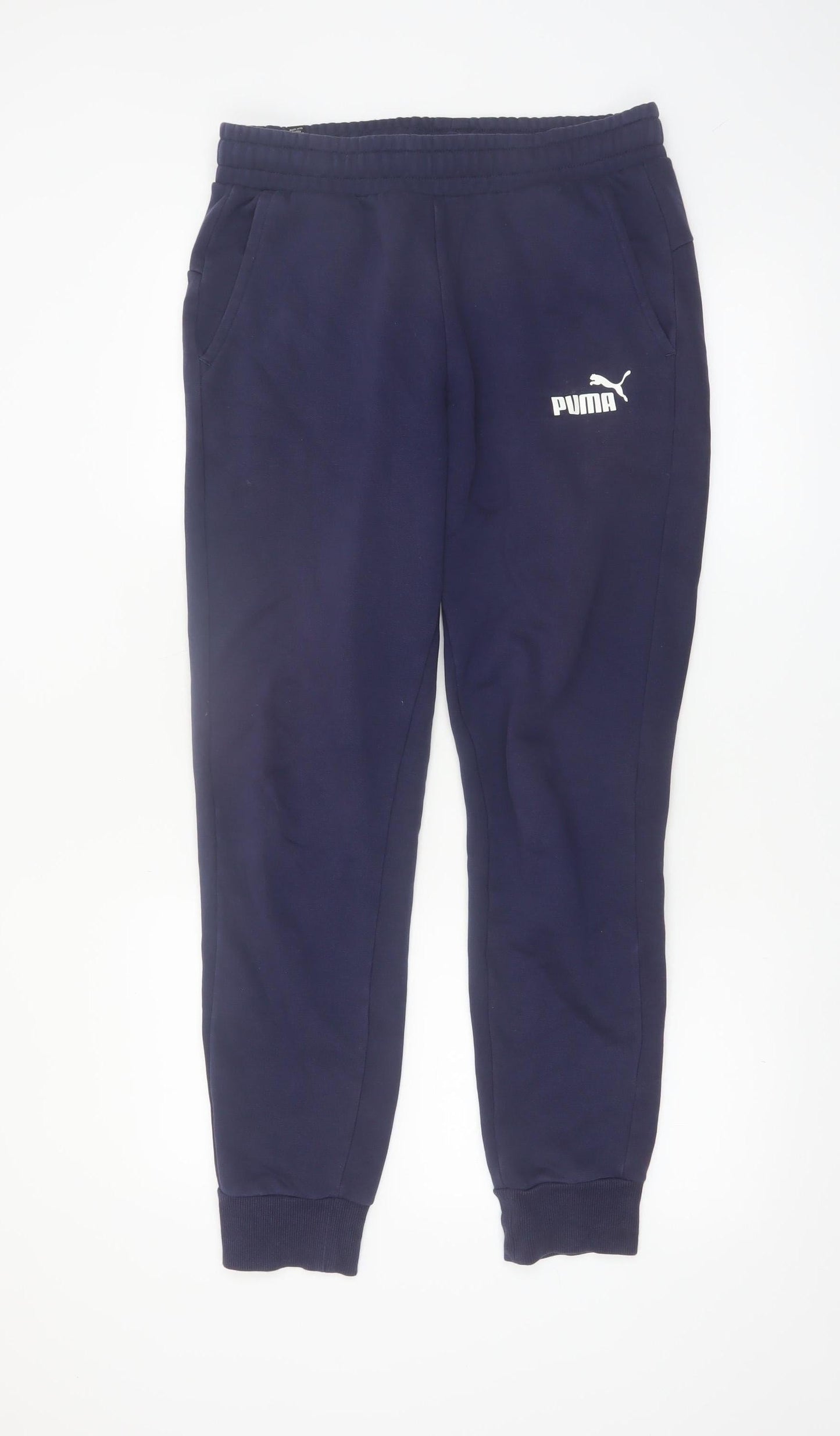 Puma Men's Blue Jogger Trousers Size M Elastic Waist Fleece