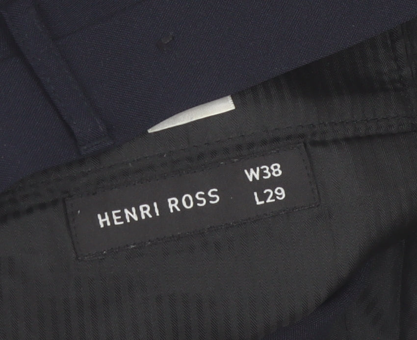 Henri Ross Men's Black Dress Pants 38W 29L Regular Fit Formal Trousers