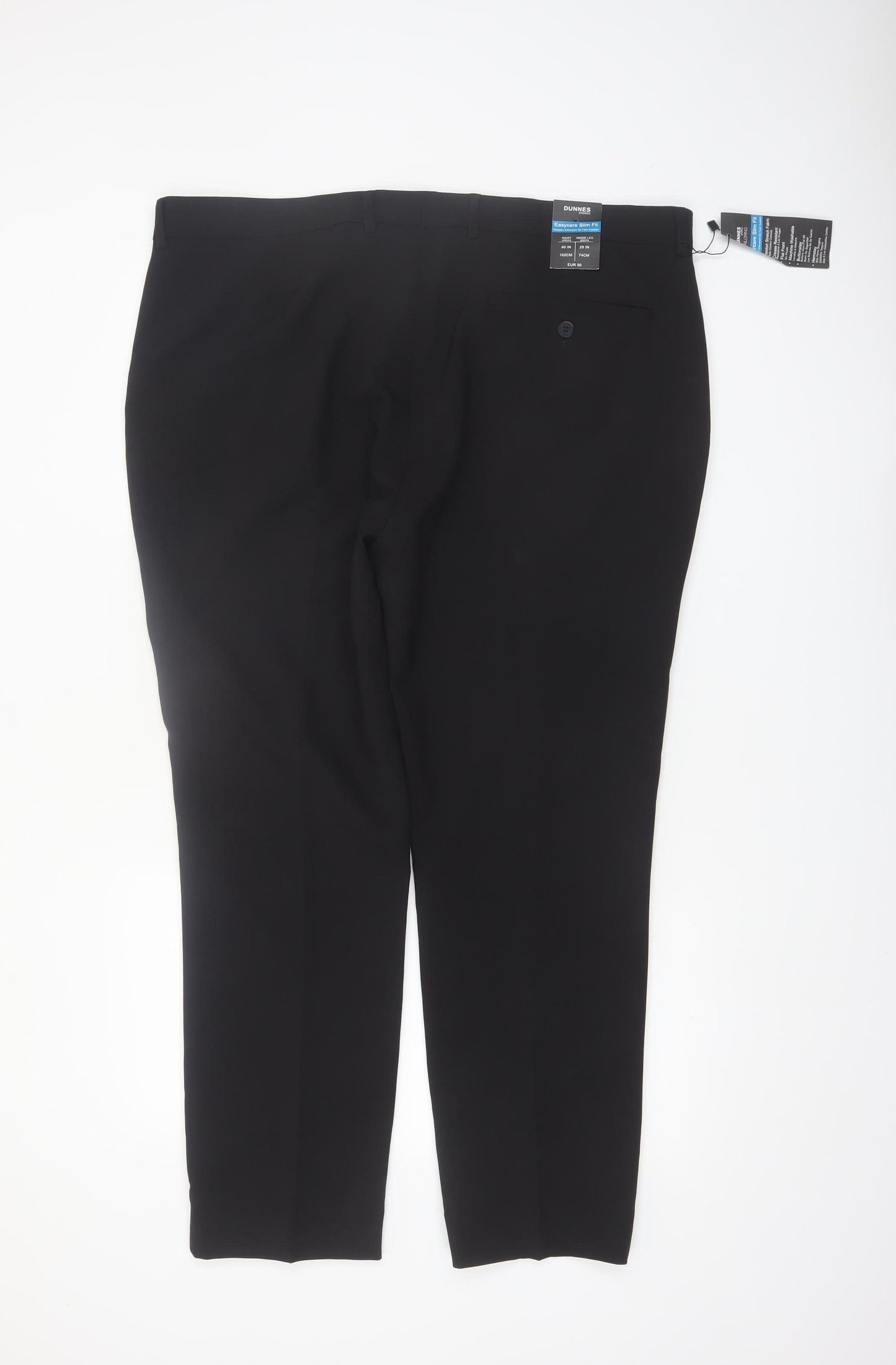 Dunnes Stores Men's Black 40in Regular Fit Dress Pants Trousers