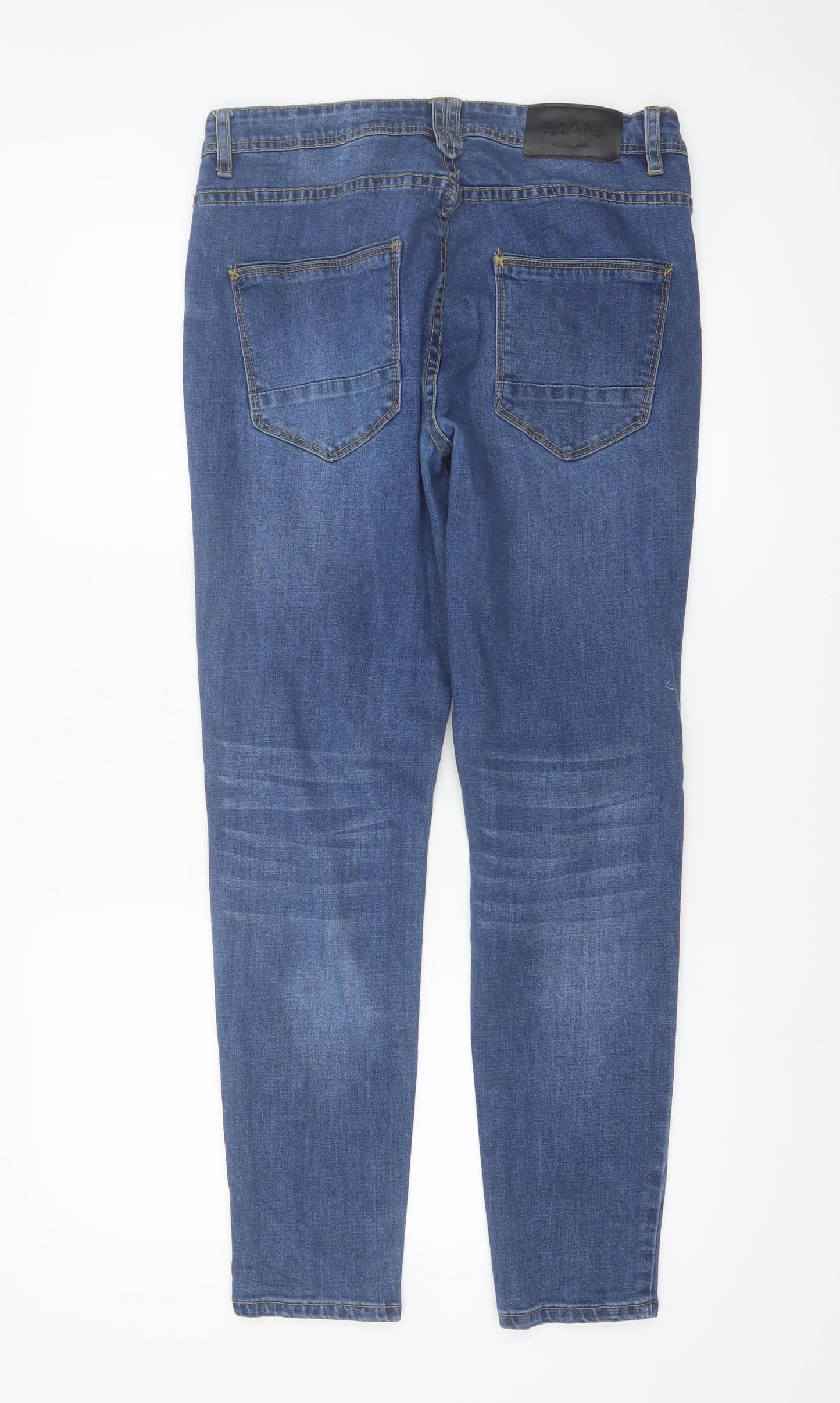 boohooMAN Men's Blue Slim Fit Denim Jeans Size 36 Mid Rise Skinny Style