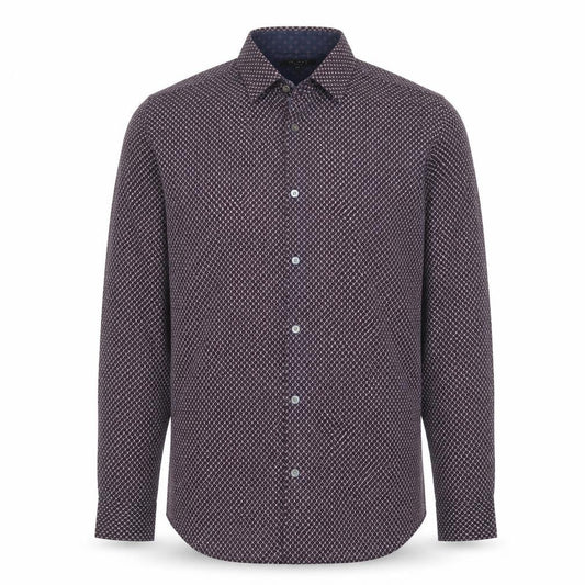 Ted Baker Men’s Blue Geometric Long Sleeve Cotton Shirt Size L