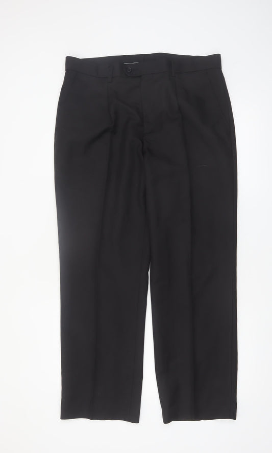 Cedarwood State Men's Black Regular Fit Dress Trousers W36