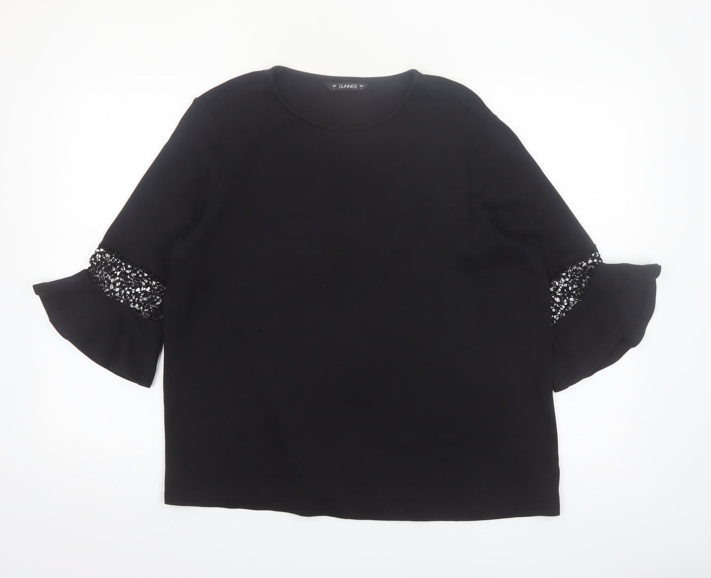 Dunnes Women’s Black Cotton 3/4 Flared Sleeve Blouse Size L