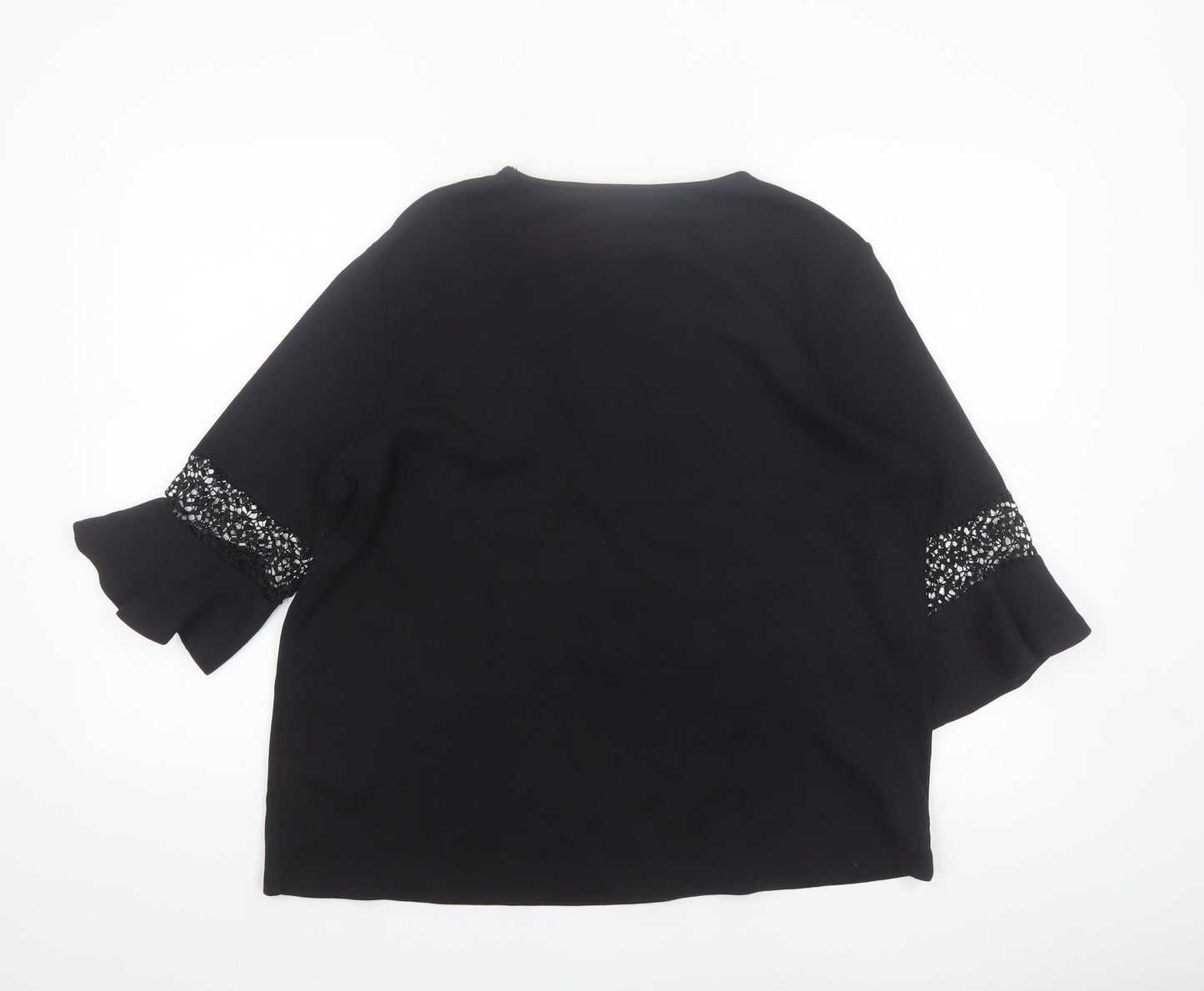 Dunnes Women’s Black Cotton 3/4 Flared Sleeve Blouse Size L