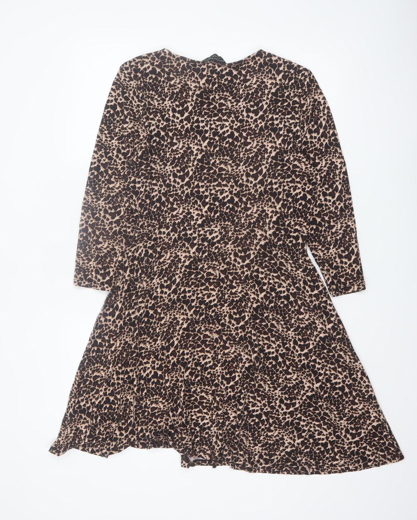 Dorothy Perkins Womens Brown Leopard Print A-Line Dress UK14