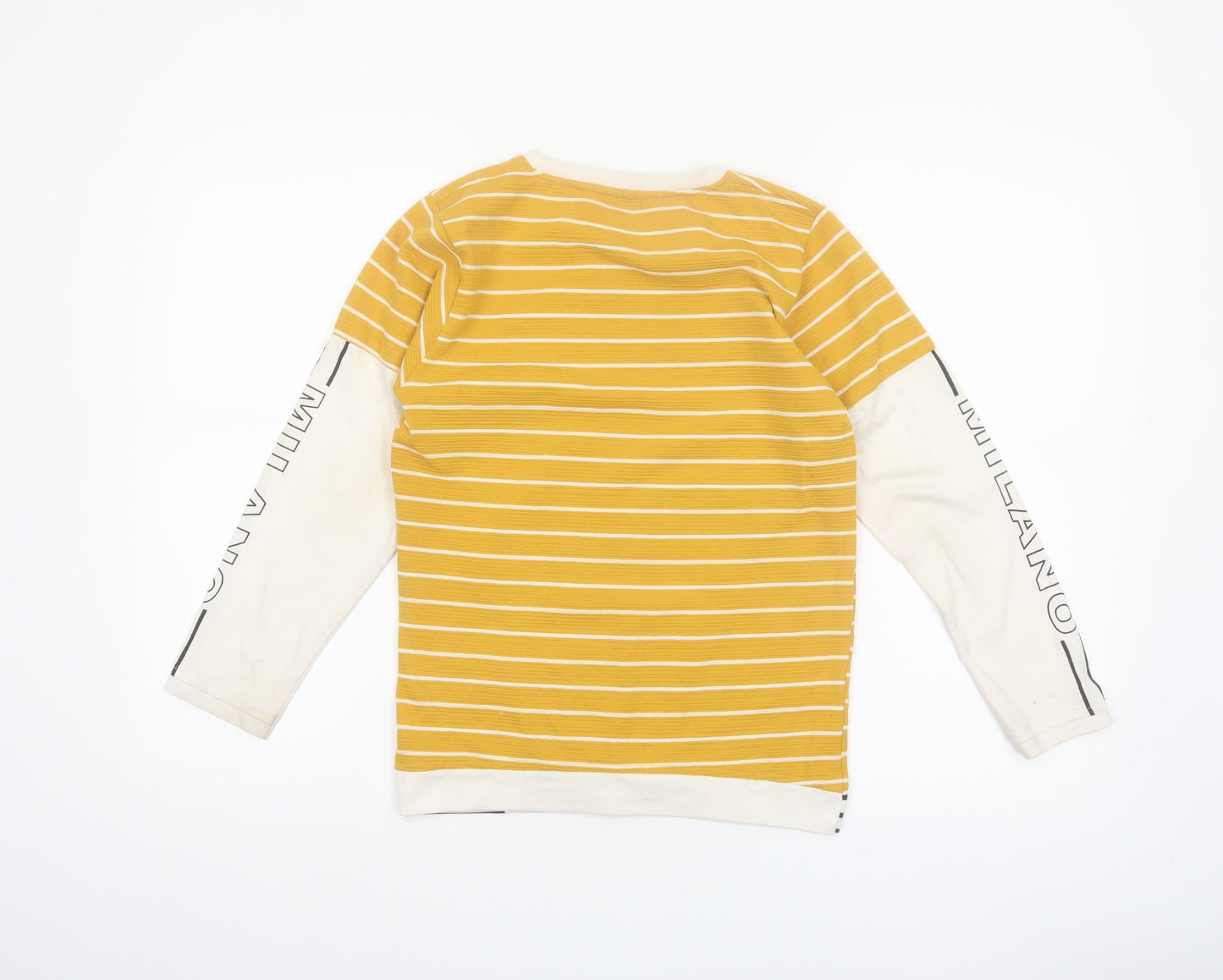 Beckam Boys Yellow Striped Long Sleeve T-Shirt Size 6-7 Years Classic Crew Neck