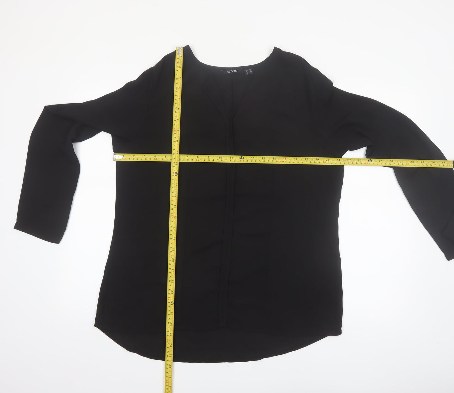 Esmara Women Black Long Sleeve V-Neck Polyester Blouse Size 18