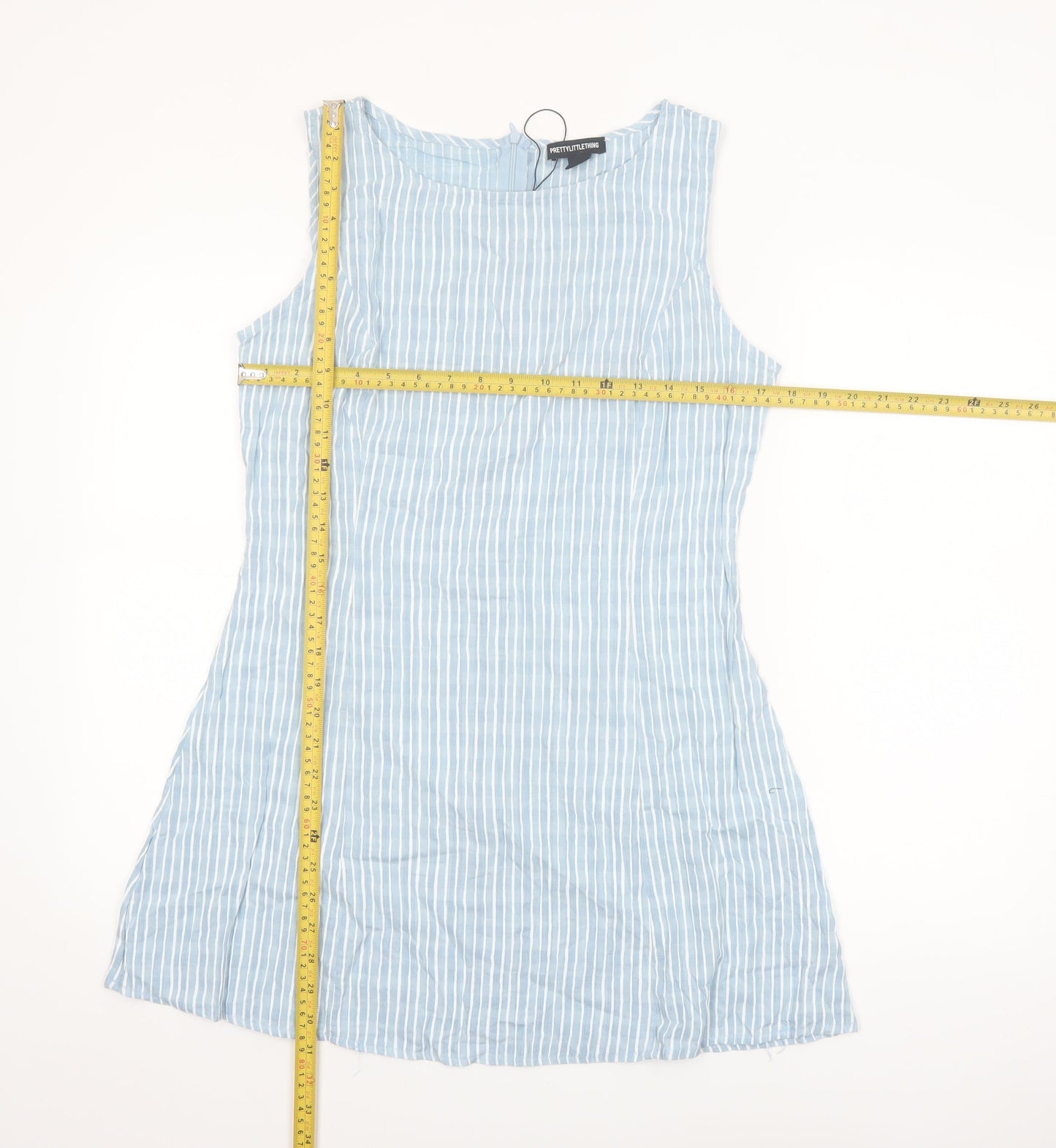 PrettyLittleThing Women's Blue Striped Sleeveless Tunic Blouse UK 14