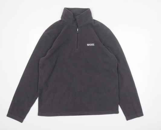 Regatta Mens Grey Fleece 1/4 Zip Pullover Sweatshirt L Outdoor