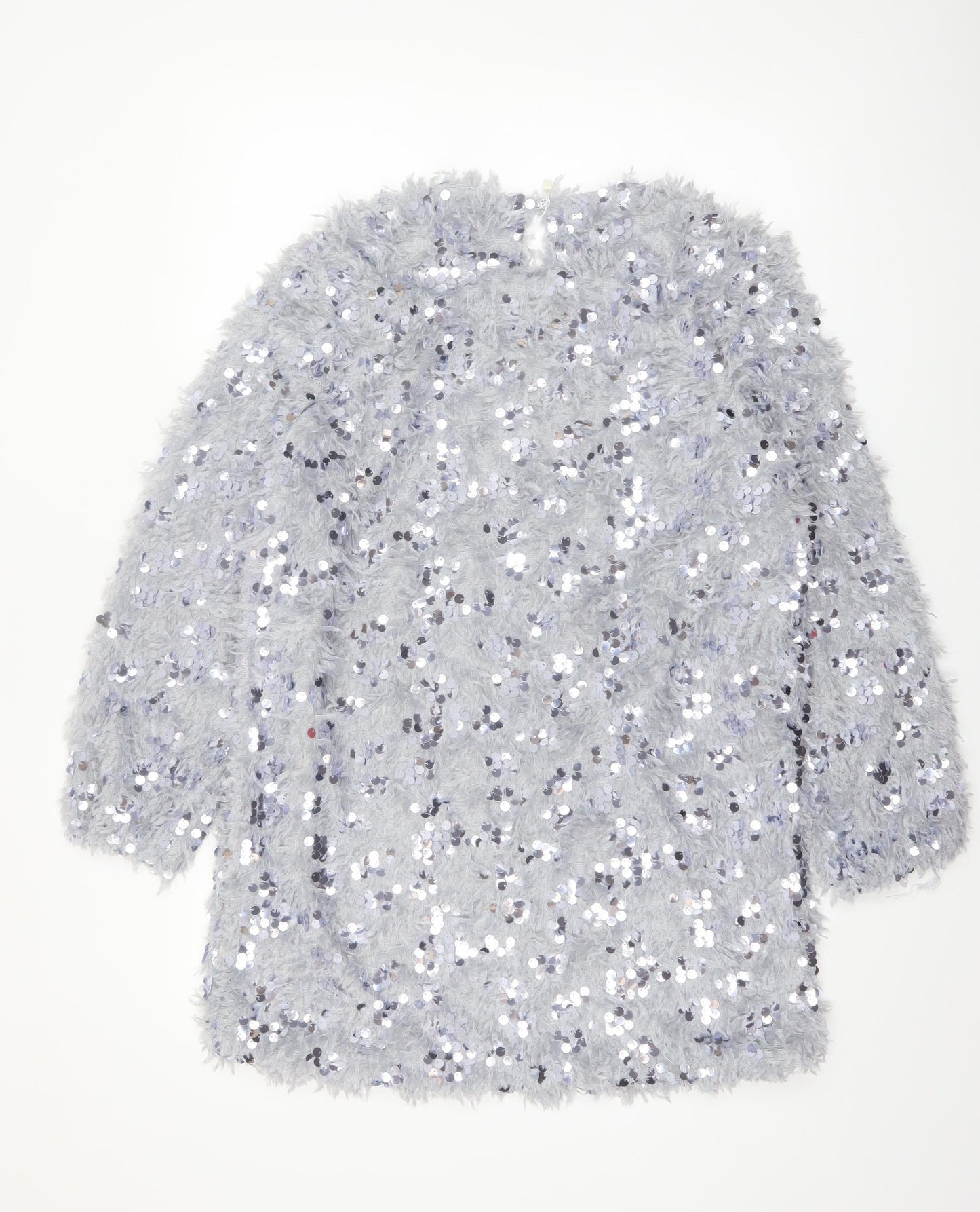 Vera & Lucy Women Silver Sequin Shift Party Dress M