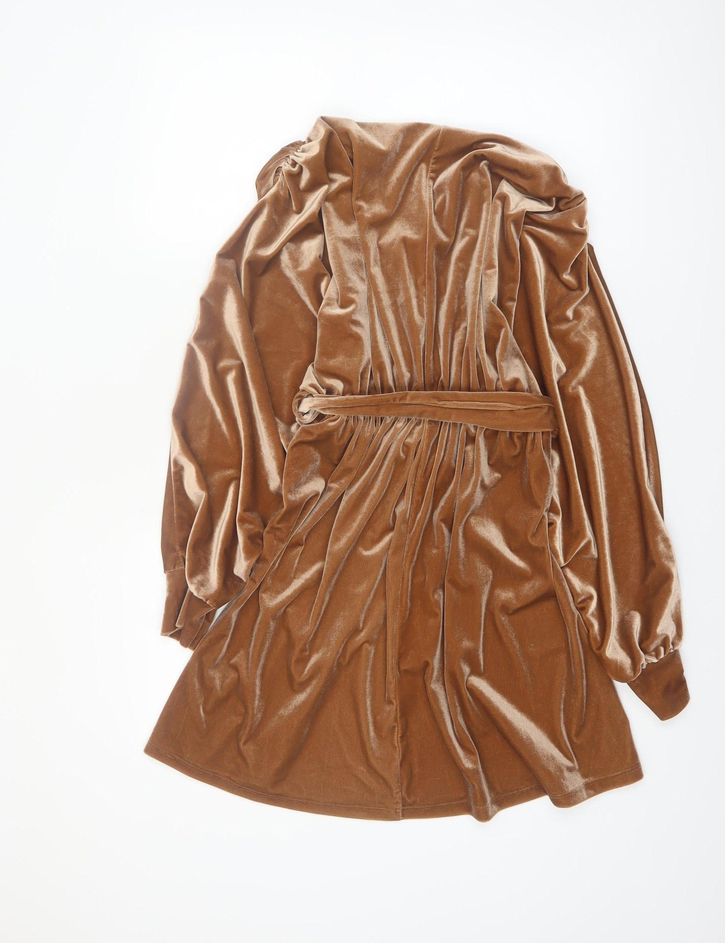 Copperrose Paris Women Brown Velvet Wrap Mini Dress M