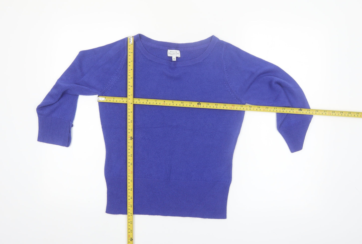 Debenhams Petite Purple Boat Neck 3/4 Sleeve Knit Jumper Size 10