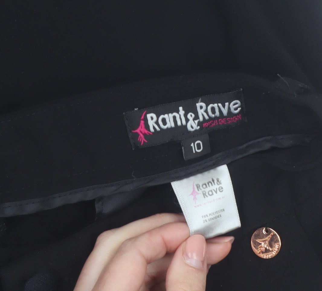 Rant & Rave Women's Black Cropped Trousers Size 10 Stretch Twill