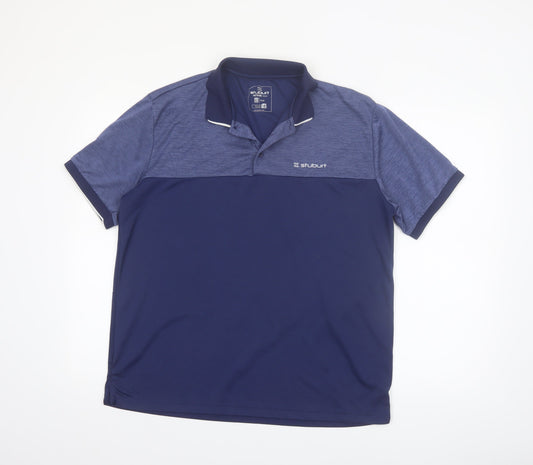 Stuburt Men's Blue Colourblock Golf Polo Shirt Size L