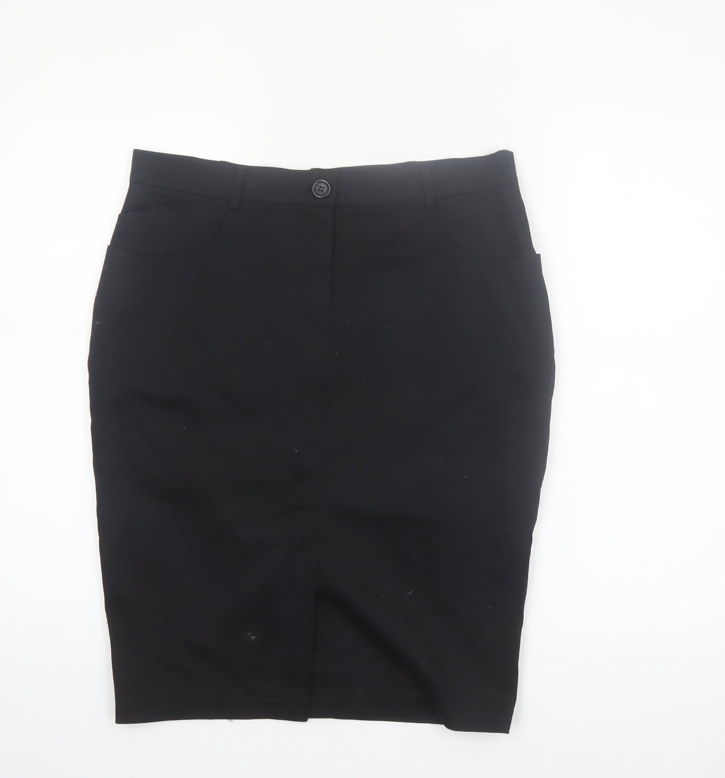 Sasha Womens Black Size 12 Pencil Skirt Cotton Stretch Workwear