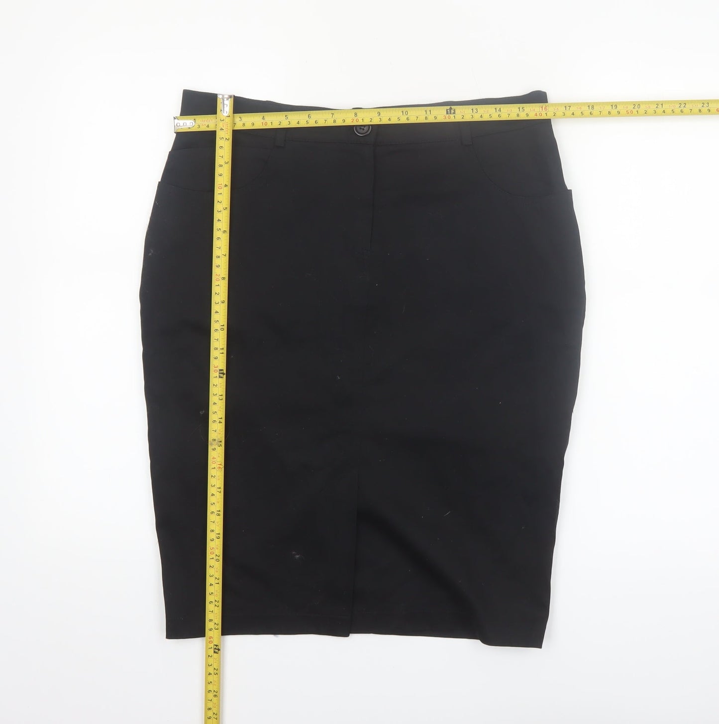 Sasha Womens Black Size 12 Pencil Skirt Cotton Stretch Workwear