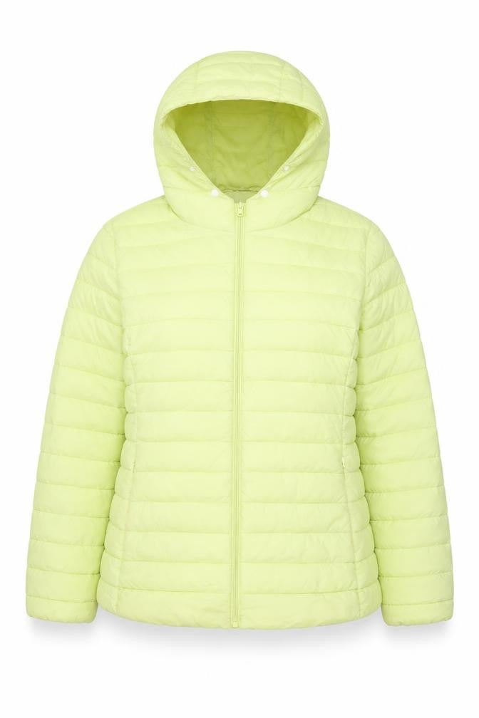Dunnes Women's Yellow Hooded Puffer Jacket Size 16
