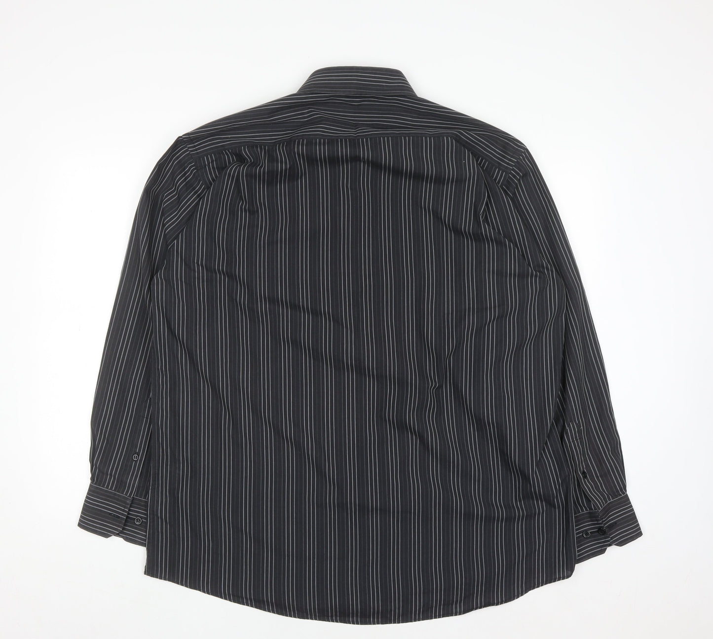 Cedarwood State Men's Black Striped Long Sleeve Button-Up Shirt Size 17