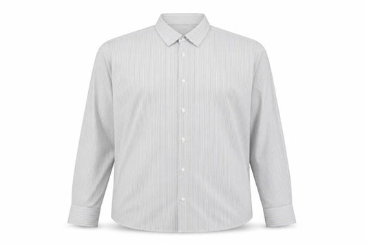Oliver Thomas Men's Grey Striped Cotton Long Sleeve Button-Up Shirt Size 17
