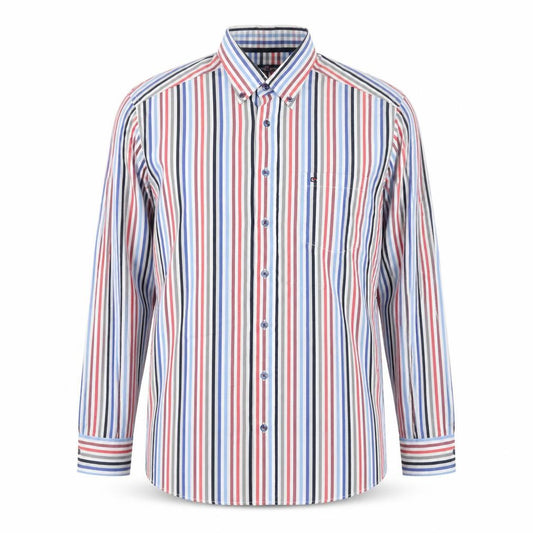 Casa Moda Men's Multicoloured Striped Cotton Button-Up Shirt L