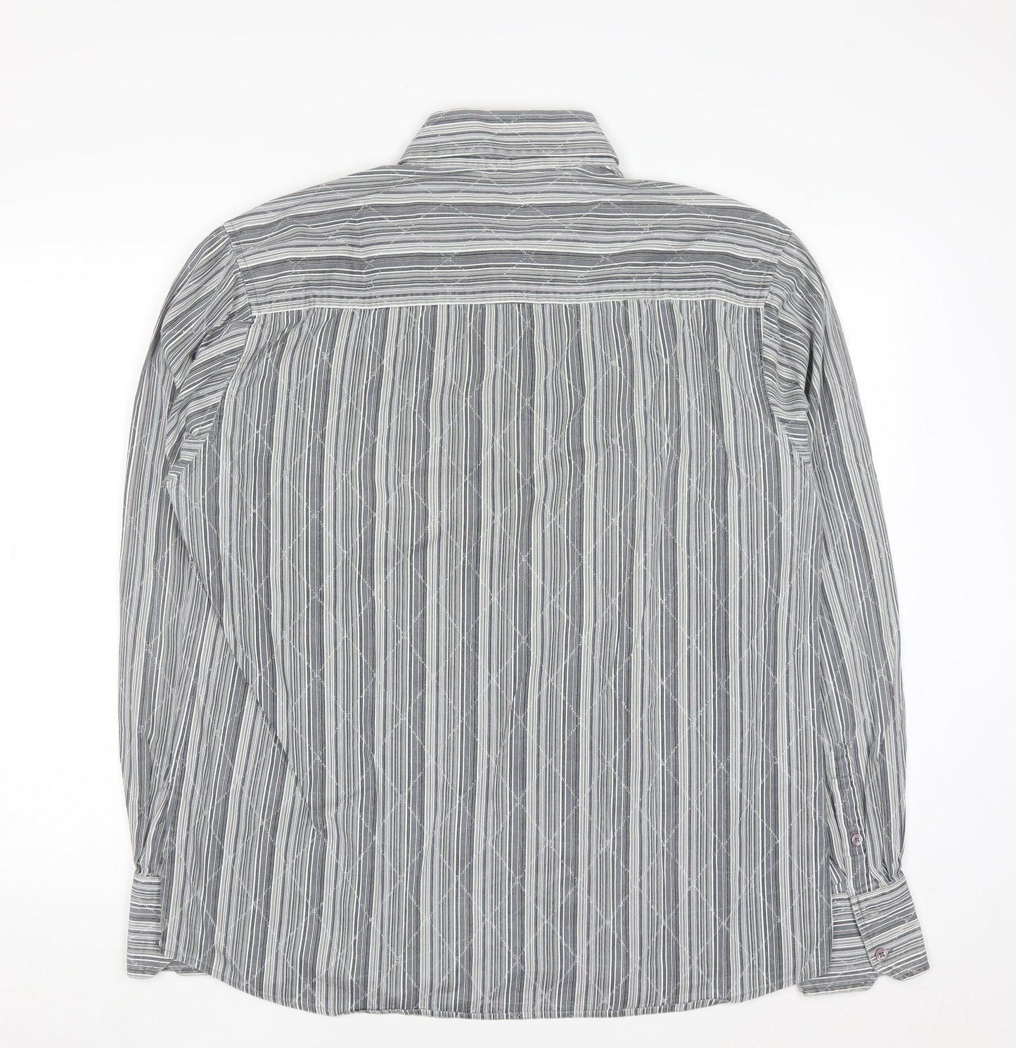 Jack & Jones Men’s Grey Striped 2XL Cotton Button-Up Shirt