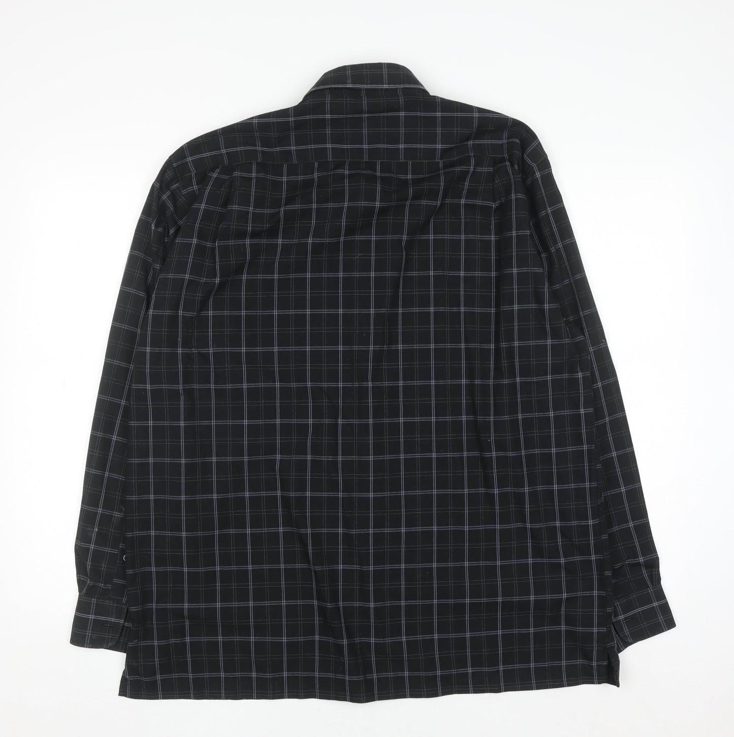 Giorgio Collections Men's Black Check Long Sleeve Button-Up Shirt XL