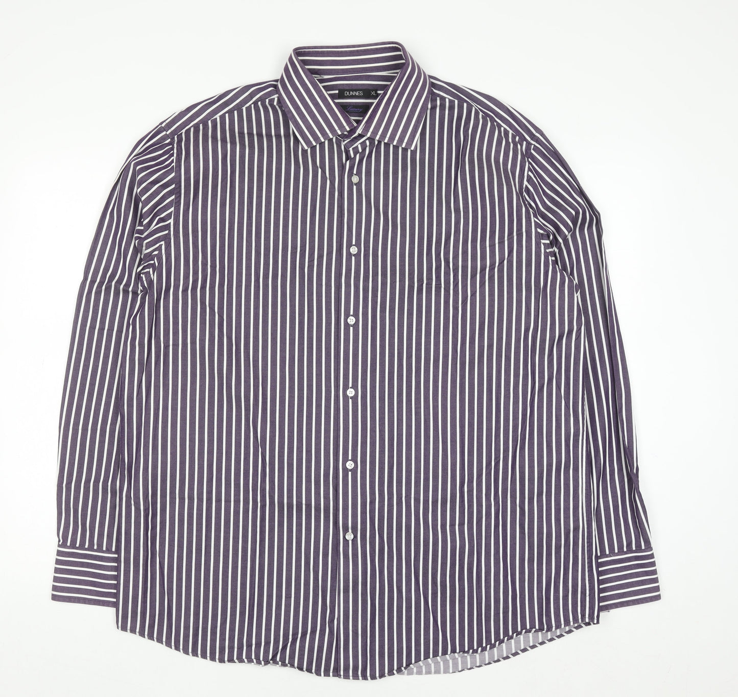 Dunnes Men’s Purple Striped Cotton Long Sleeve Button-Up Shirt XL