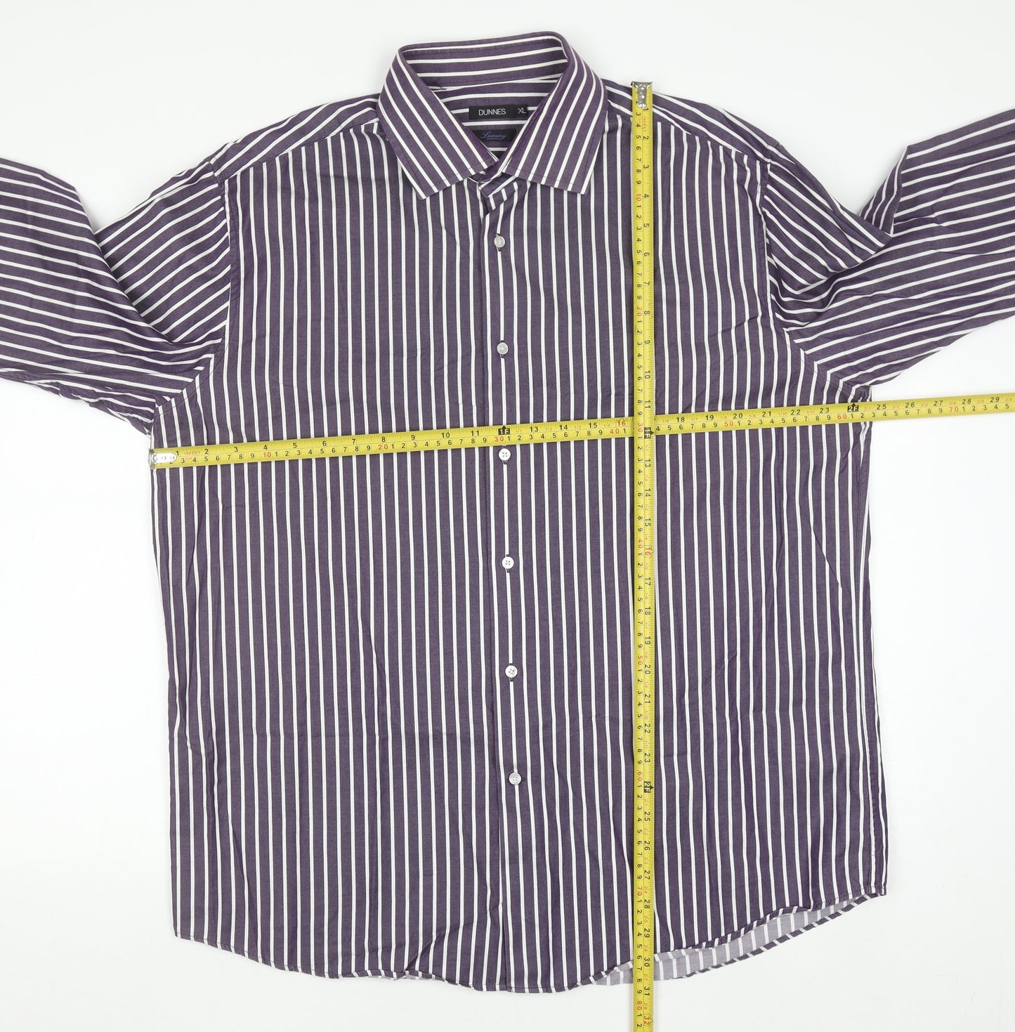 Dunnes Men’s Purple Striped Cotton Long Sleeve Button-Up Shirt XL
