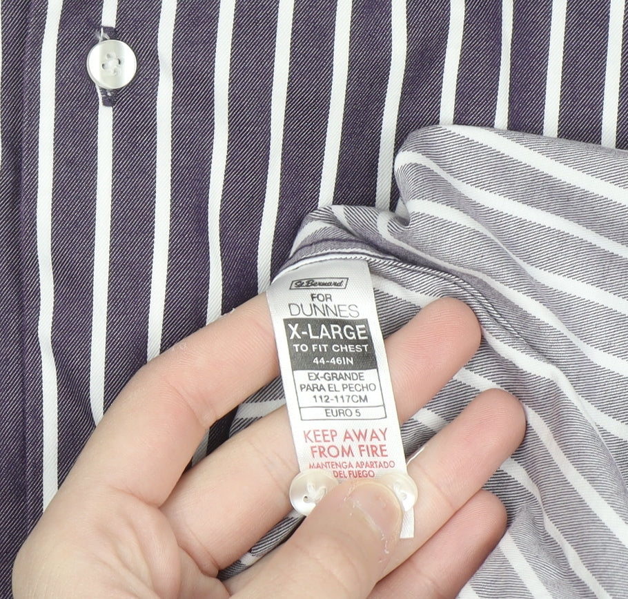 Dunnes Men’s Purple Striped Cotton Long Sleeve Button-Up Shirt XL