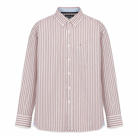 Tommy Hilfiger Men’s Red Striped Button-Down Cotton Shirt L