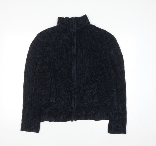 Tex Men's Blue XL Full Zip Chunky Knit Jumper