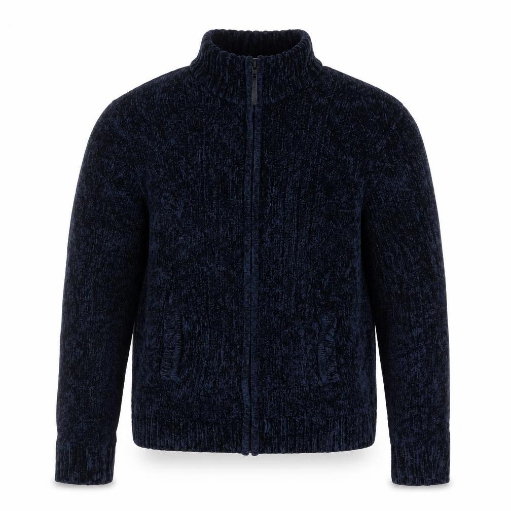 Tex Men's Blue XL Full Zip Chunky Knit Jumper