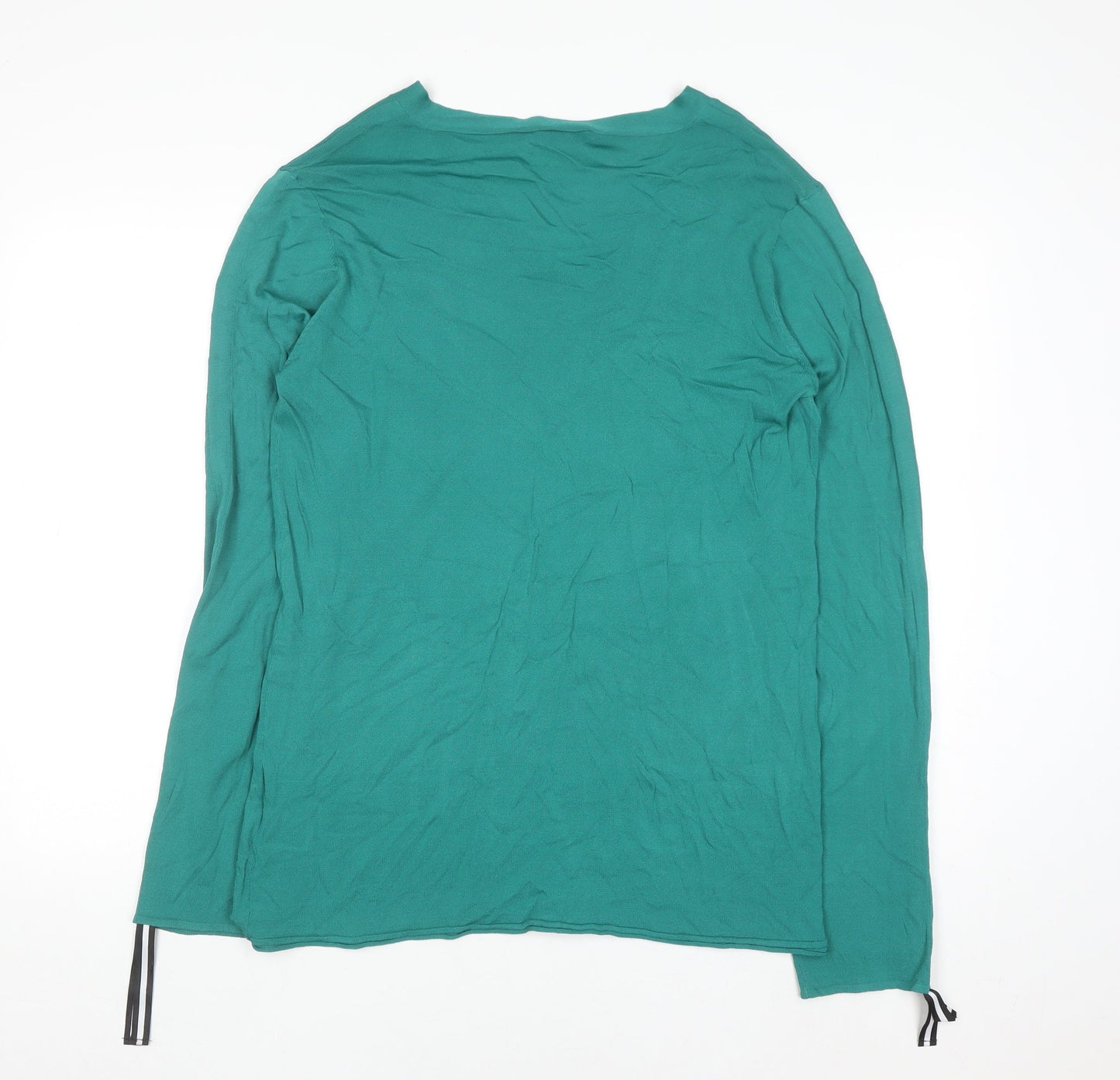 Diana Gallesi Women's Green V-Neck Knit Pullover Jumper XL