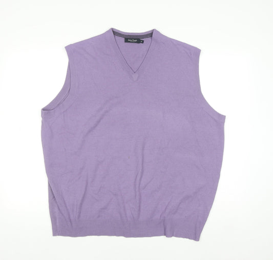 James Pringle Men’s Purple Acrylic V-Neck Sleeveless Jumper XL