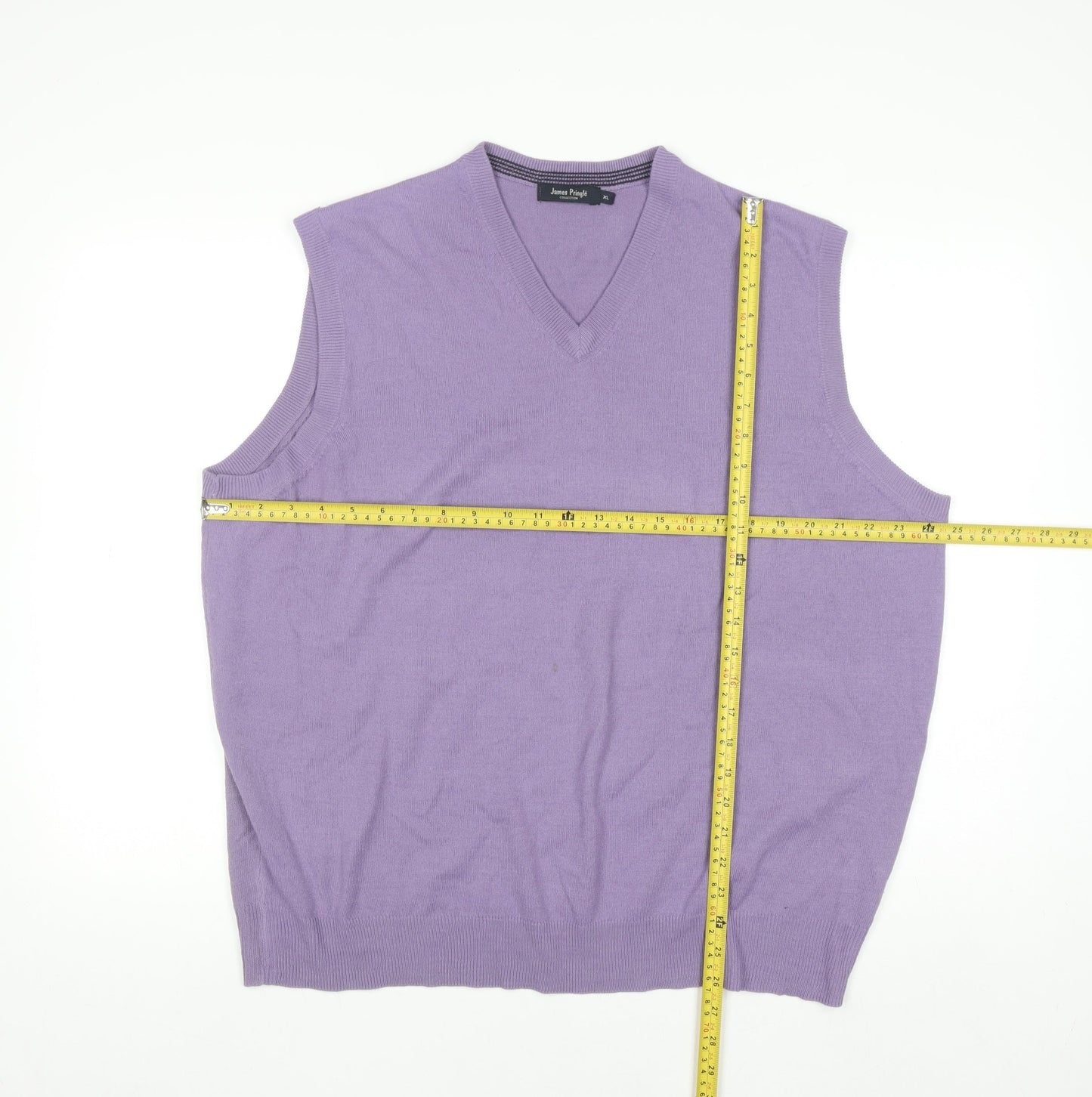 James Pringle Men’s Purple Acrylic V-Neck Sleeveless Jumper XL