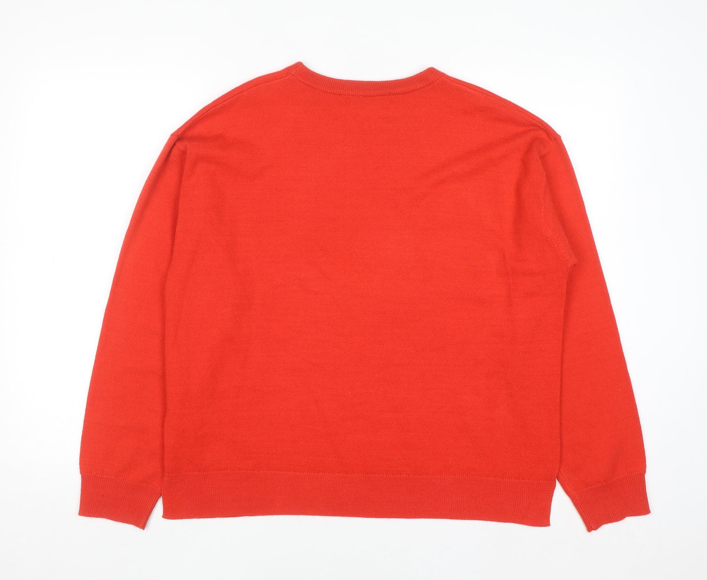 Marks and Spencer Women Red Star Pattern Jumper Size 16 Acrylic Knit
