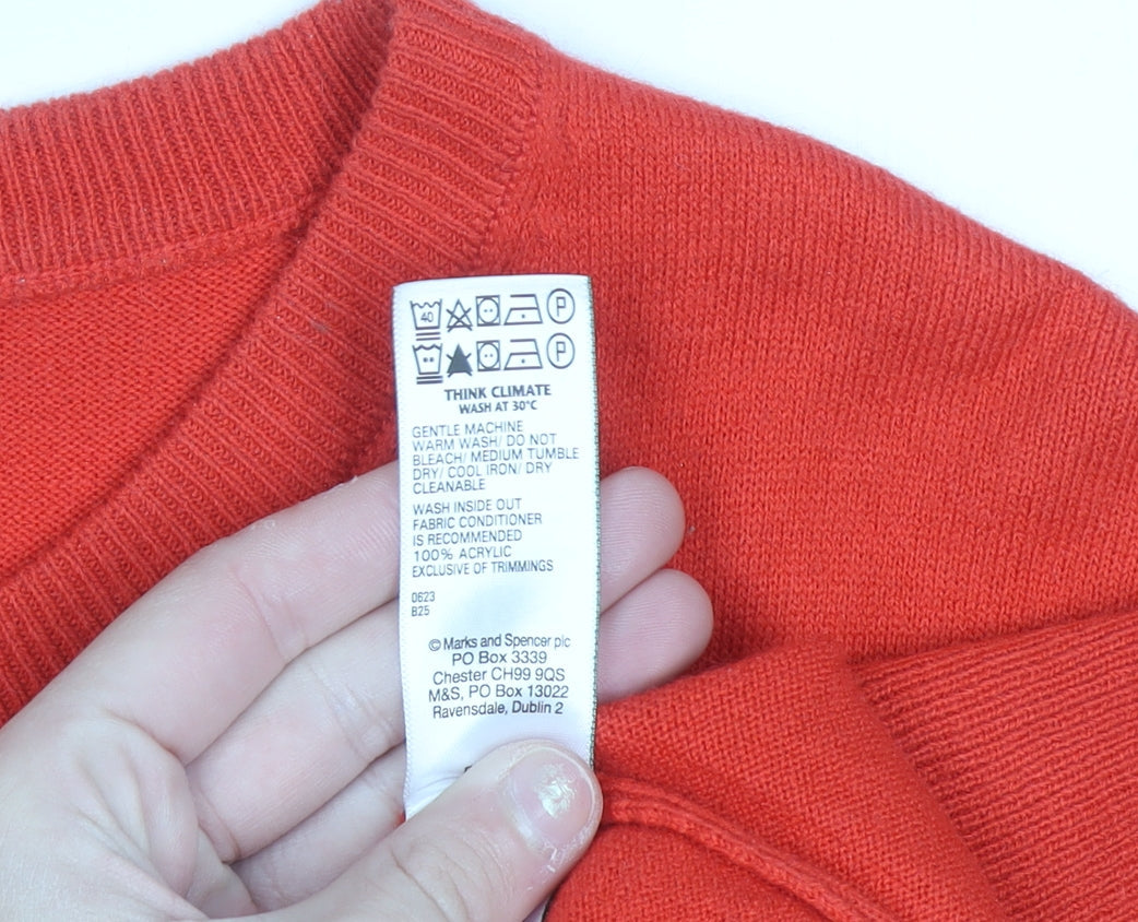 Marks and Spencer Women Red Star Pattern Jumper Size 16 Acrylic Knit