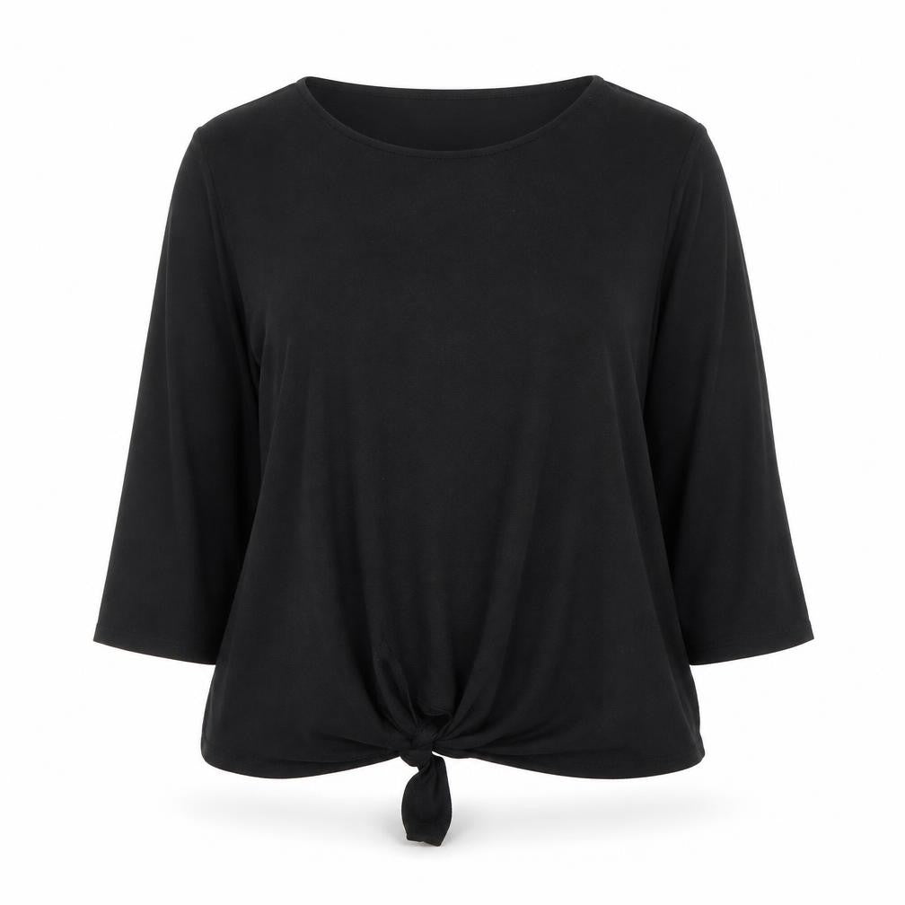 Marks & Spencer Women's Black 3/4 Sleeve Tie Front Pullover Jumper Size 16